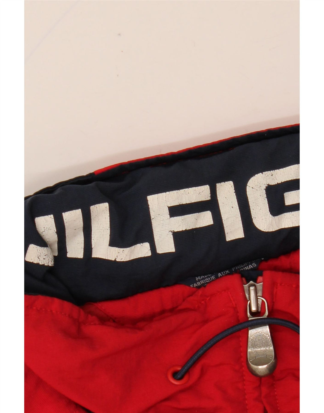 Tommy Hilfiger Herren-Regenjacke mit Kapuze, UK 40, großes rotes Colourblock-Nylon