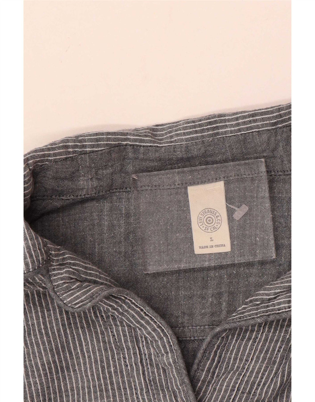 Levi's Damen-Pullover-Hemdkleid, Gr. 46, Größe L, graue Nadelstreifen-Baumwolle