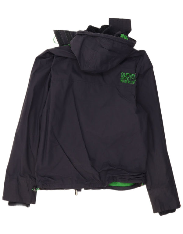 SUPERDRY Damen-Windbreakerjacke mit Kapuze, UK 16, Größe L, Marineblau, Polyester