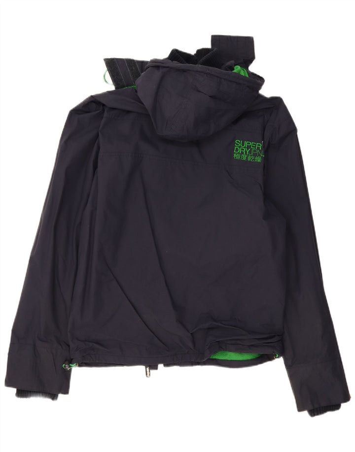 SUPERDRY Damen-Windbreakerjacke mit Kapuze, UK 16, Größe L, Marineblau, Polyester