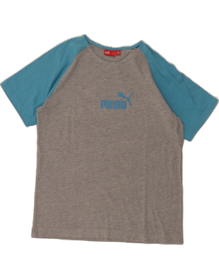 PUMA Boys Graphic T-Shirt Top 13-14 Years Grey Colourblock Vintage Puma and Second-Hand Puma from Messina Hembry 
