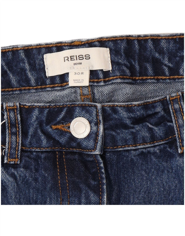 Reiss Herren Distressed Jeans mit weitem Bein, W30 L33, blaue Viskose