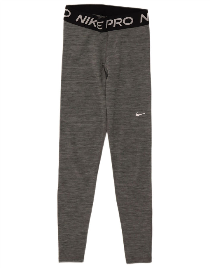 Nike Damen Dri Fit Graphic Leggings UK 8 Small Grau meliert