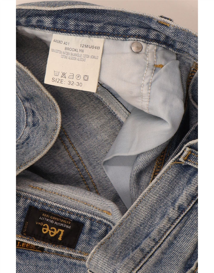 LEE Herren Brooklyn Straight Jeans W32 L30 Blaue Baumwolle