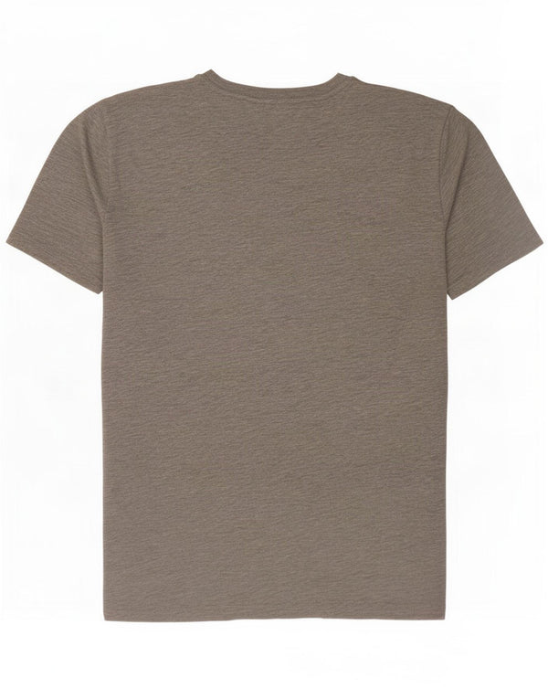 Reiss Herren-T-Shirt-Oberteil aus mittelgrau gesprenkelter Baumwolle