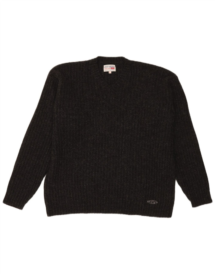 Levi's Herren-Pullover mit V-Ausschnitt, groß, schwarzes Polyacryl