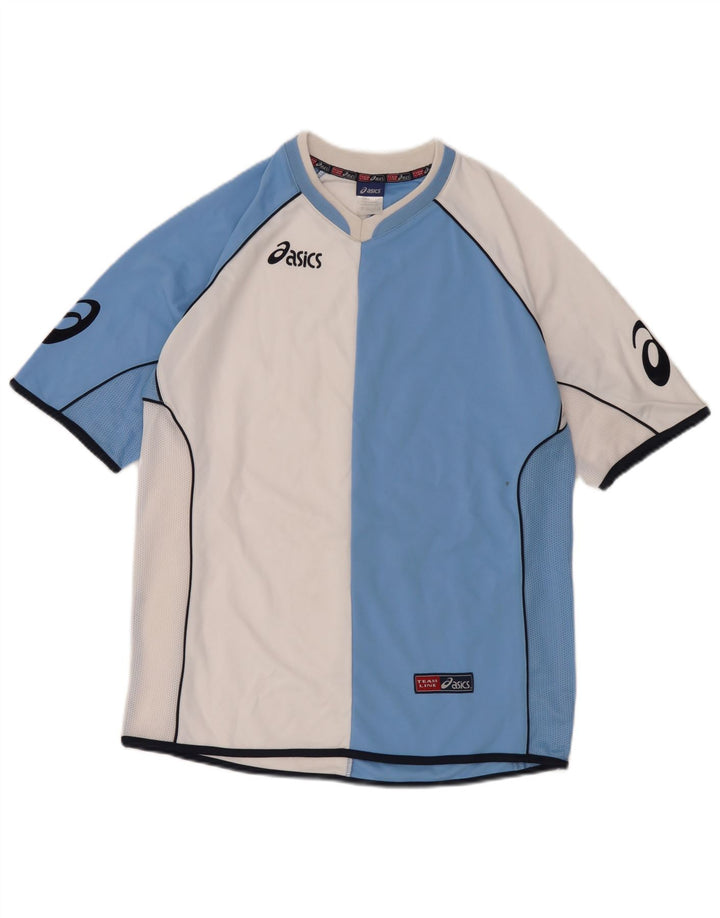 Asics Herren Grafik-T-Shirt-Oberteil Mittelblaues Colourblock-Polyester