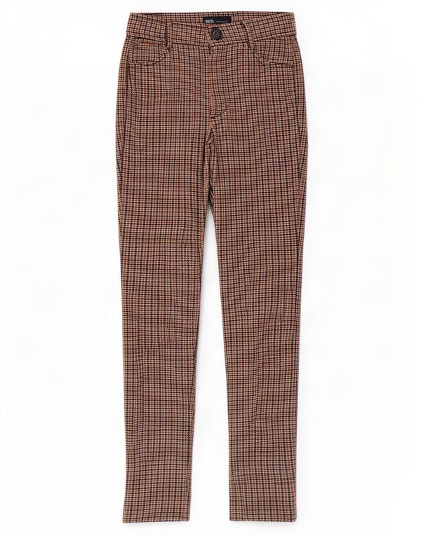 Zara Damen Slim Freizeithose XS W24 L26 Brauner Hahnentritt