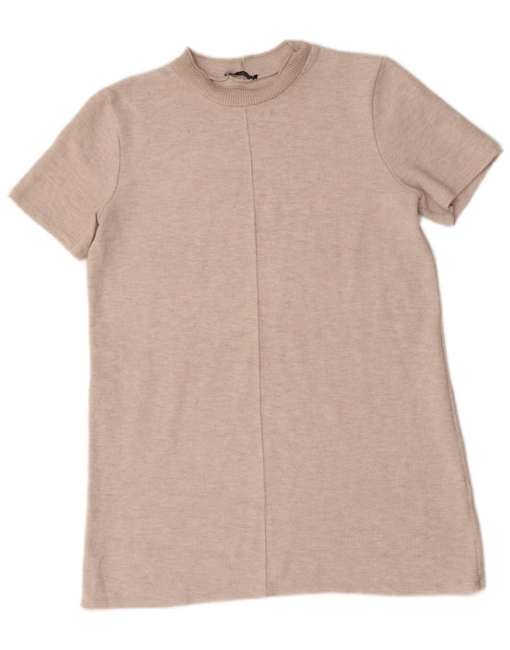 Zara Damen Etuikleid UK 16 Large Beige Baumwolle