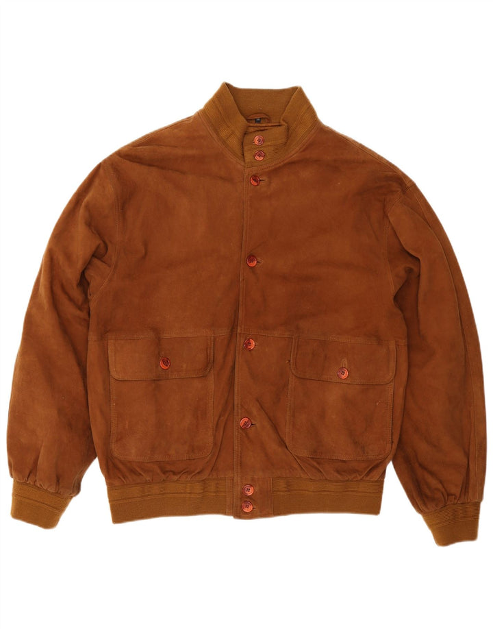 Vintage Herren Wildleder Bomberjacke IT 56 3XL Braunes Leder