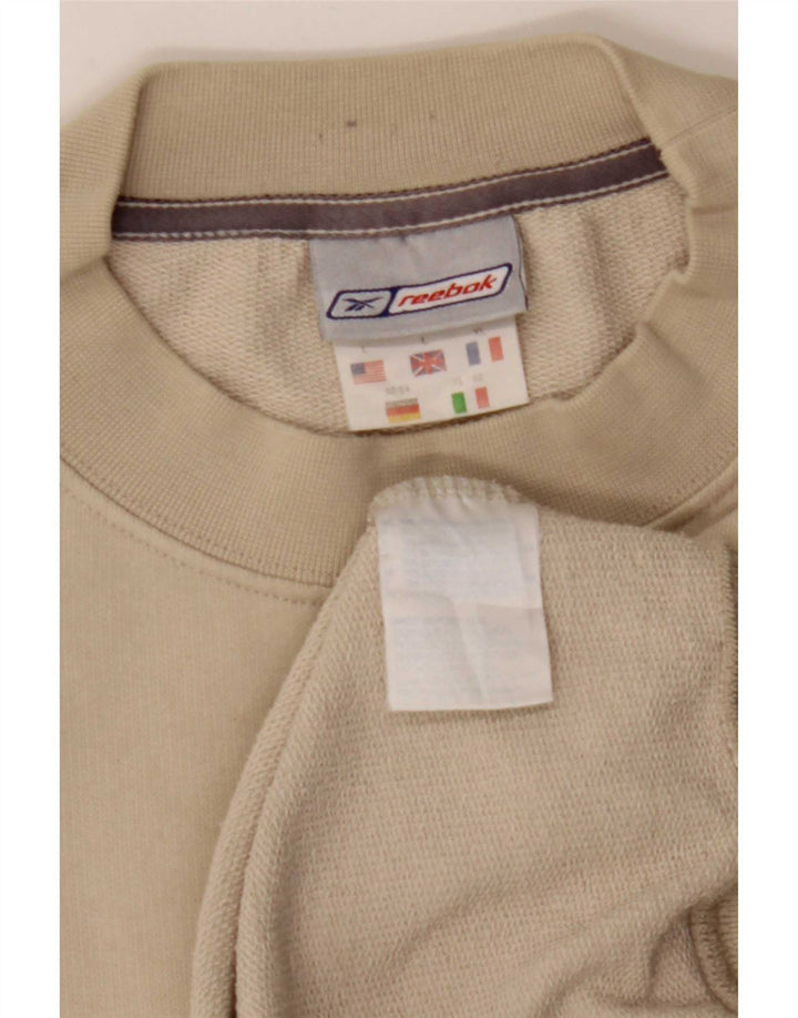 Reebok Herren Sweatshirt Pullover Large Beige Baumwolle
