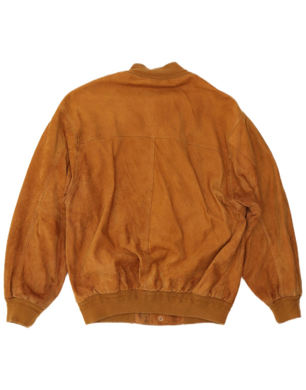 VINTAGE Herren Wildleder Bomberjacke UK 38 Medium Beige Leder