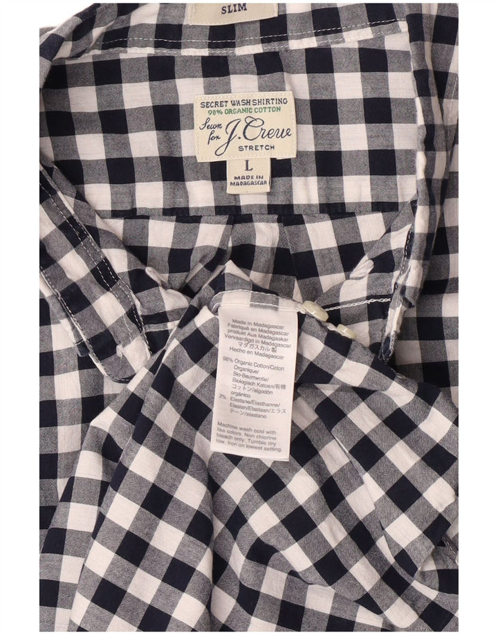 J. Crew Slim-Hemd für Herren, groß, marineblau, Gingham-Baumwolle