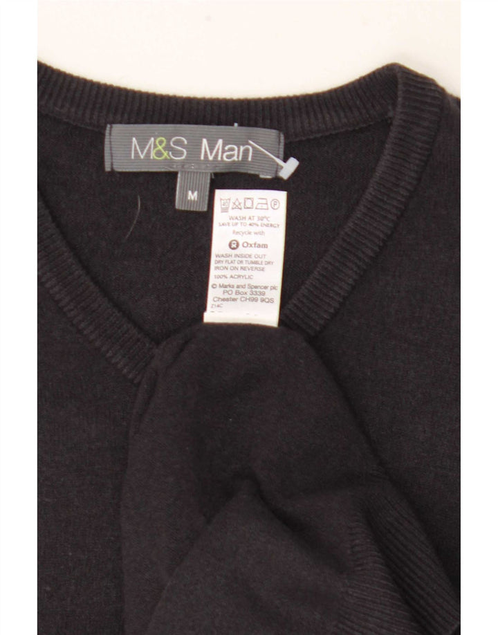 Marks & Spencer Herren-Pullover mit V-Ausschnitt, Mittelschwarz, Acryl