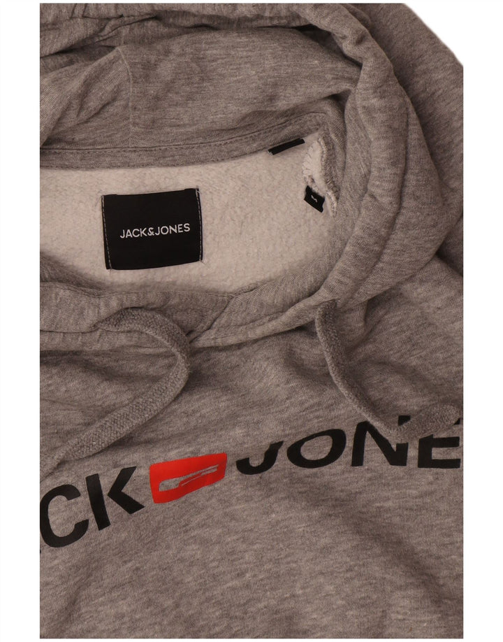 Jack & Jones Herren-Kapuzenpullover mit Grafik, mittelgrau meliert