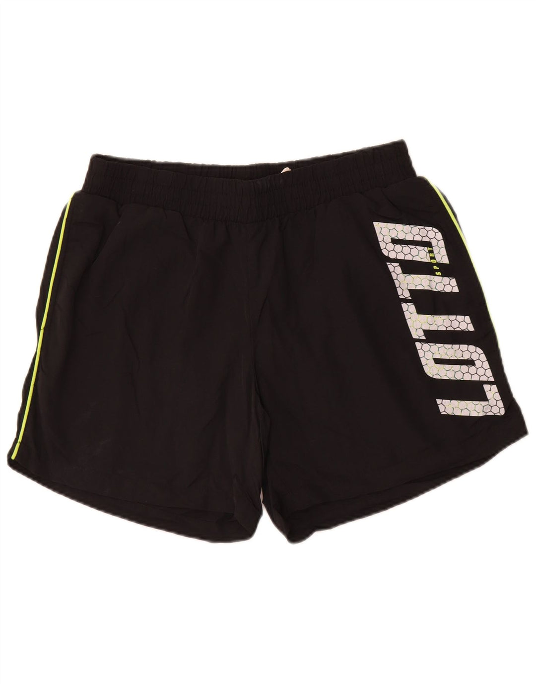 Lotto Herren-Sportshorts mit Grafik, mittelgroß, schwarzes Nylon