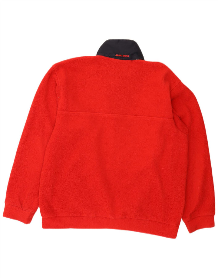 Musto Herren-Fleecepullover mit Knopfkragen, groß, rotes Polyester