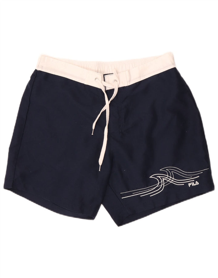 Fila Herren-Badeshorts mit Grafik, groß, marineblaues Polyester
