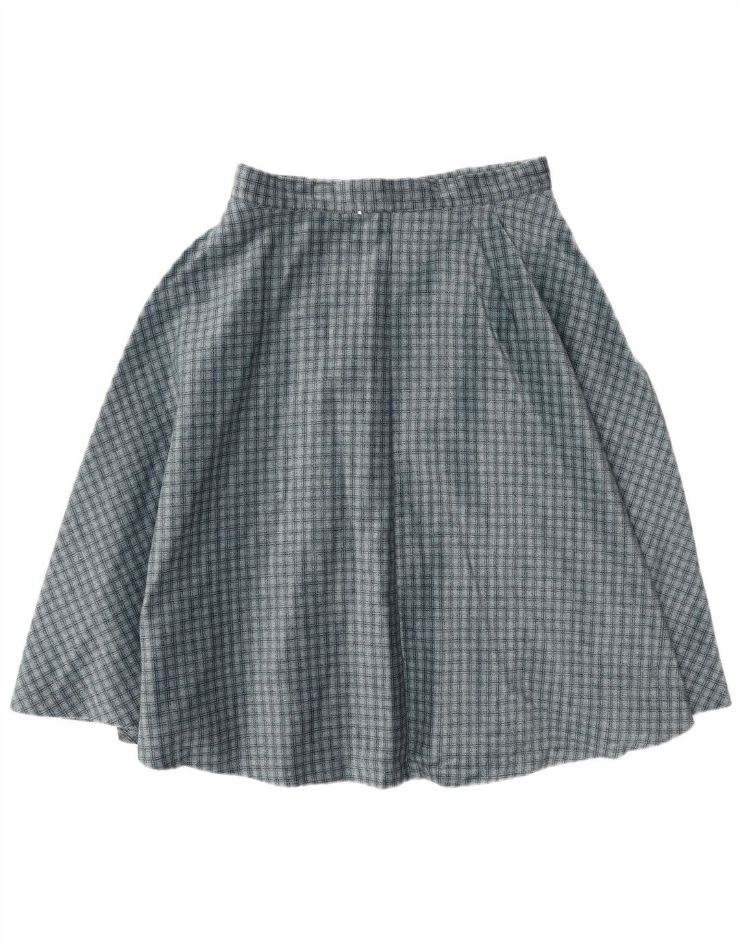 Vintage Damen Tellerrock W30 Mittelblau kariert