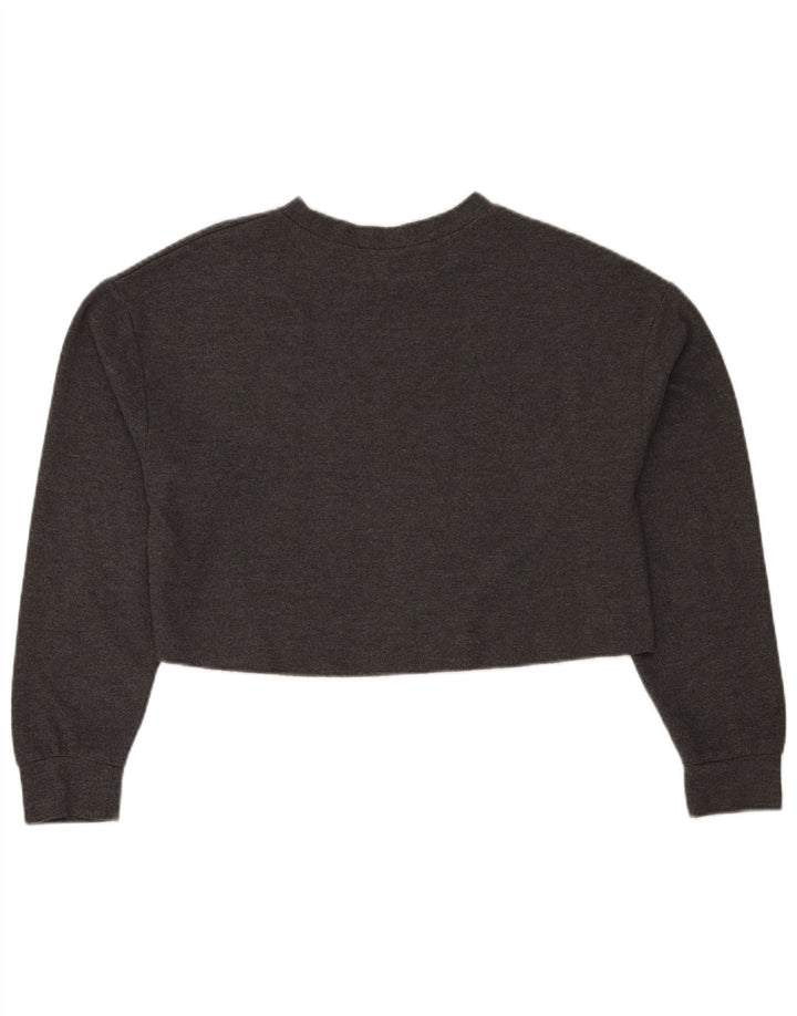 Zara Damen Trafaluc Crop Top Langarm UK 14 Mittelgraues Polyester