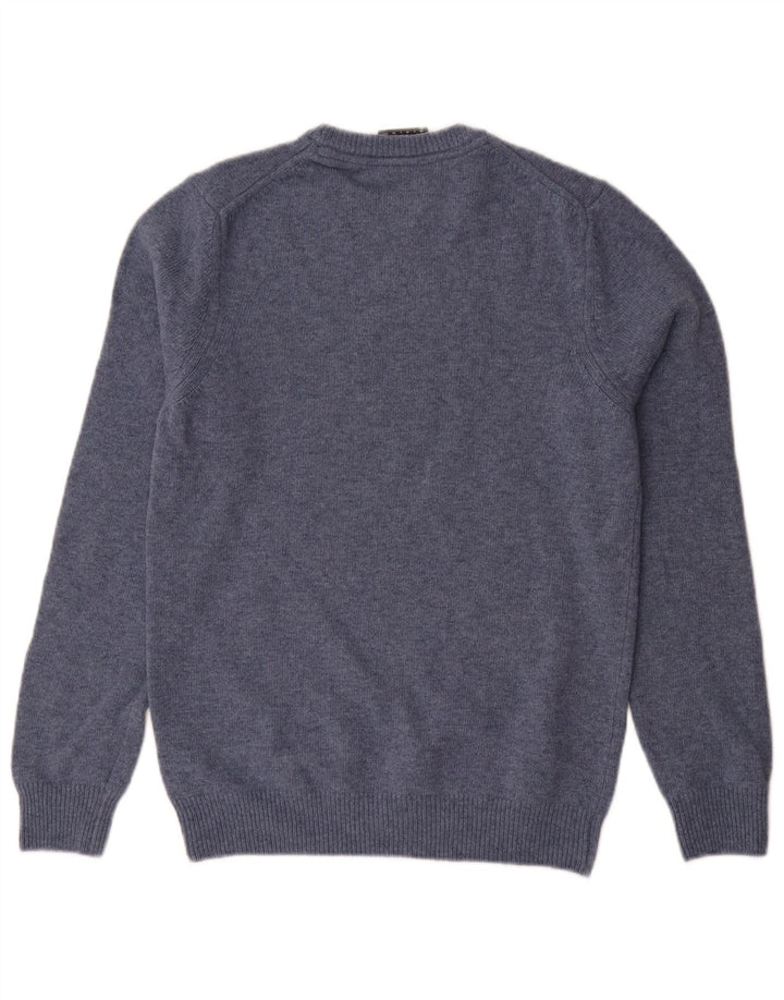 Lyle & Scott Herren-Pullover mit Rundhalsausschnitt, XS, blaue Wolle