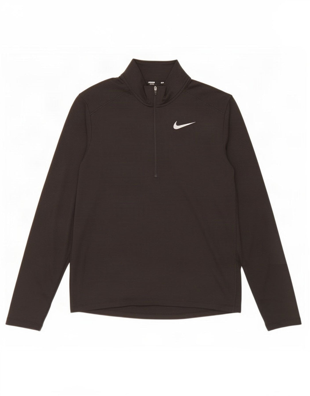 Nike Herren Dri Fit Zip Neck Top Langarm Mittelschwarzes Polyester