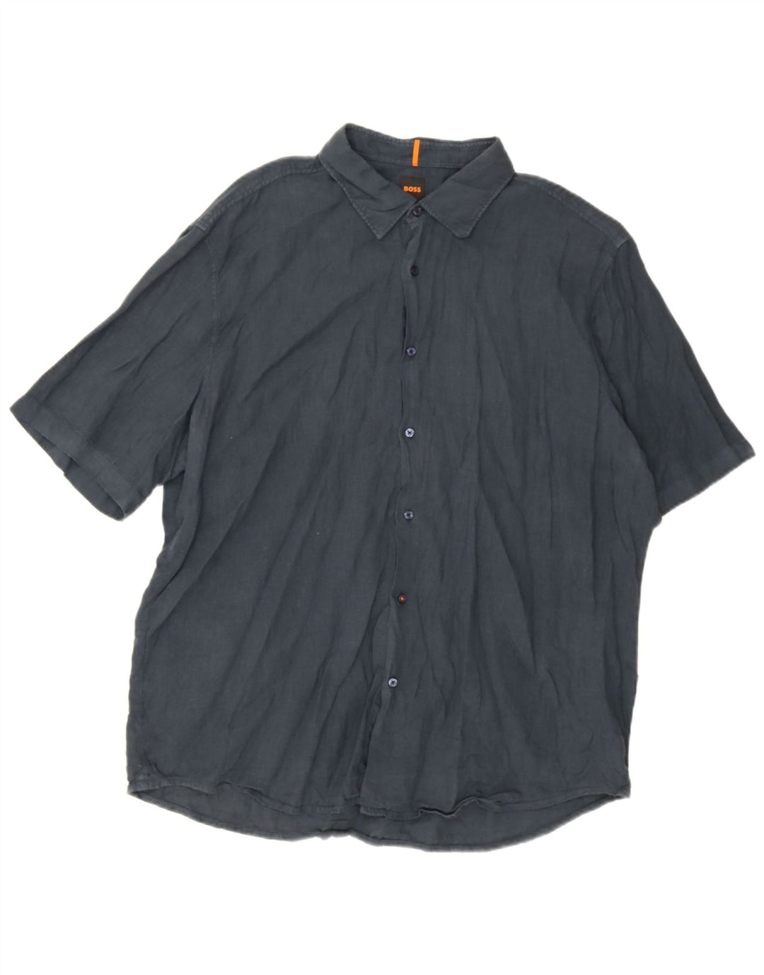 Hugo Boss Herren Kurzarm-Hemd mit normaler Passform, 2XL, Marineblau