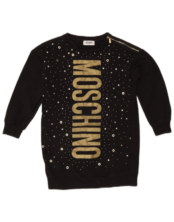 MOSCHINO Grafik-Sweatshirt für Mädchen, 7–8 Jahre, schwarze Baumwolle