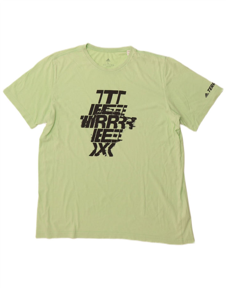 ADIDAS Herren Grafik T-Shirt Top Große grüne Baumwolle