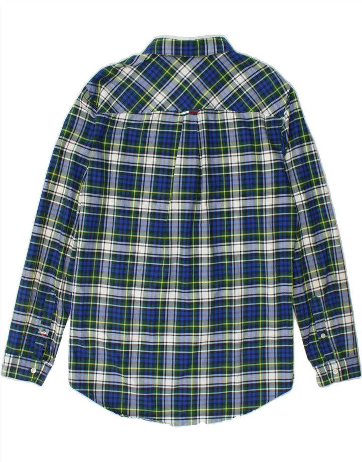 TOMMY HILFIGER Mens Shirt Medium Blue Check Cotton Vintage Tommy Hilfiger and Second-Hand Tommy Hilfiger from Messina Hembry 