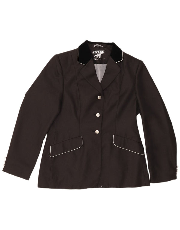 Vintage Damen Blazerjacke mit 3 Knöpfen, EU 38, Mittelschwarz, Farbblock