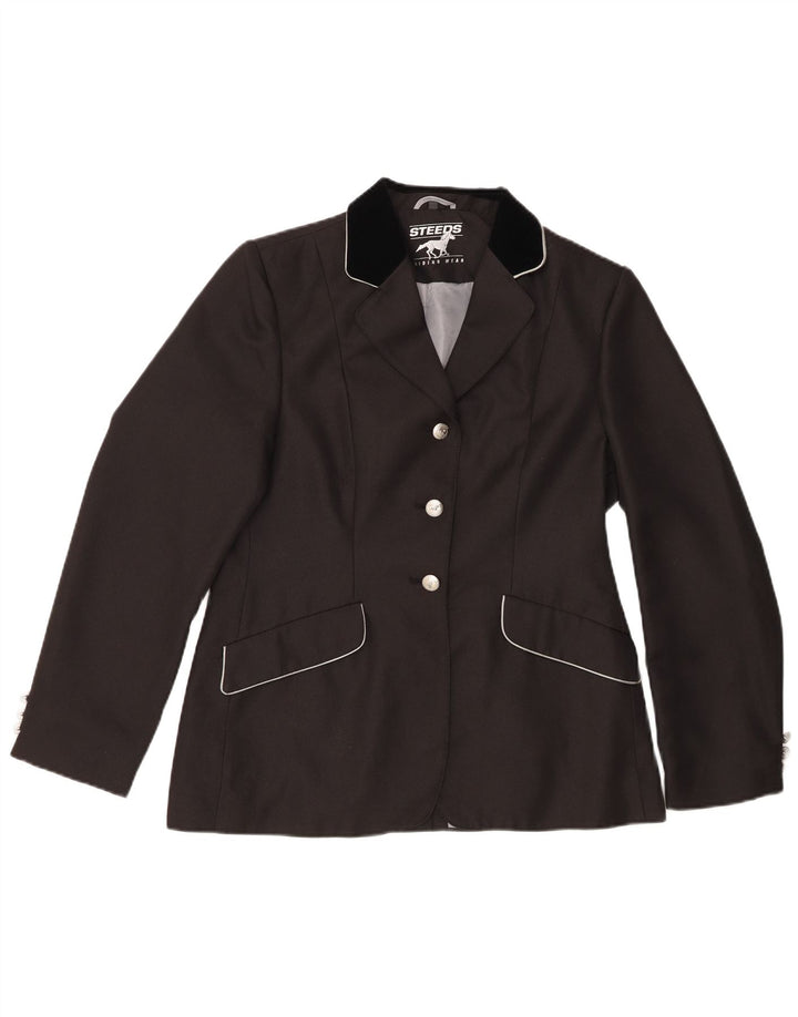Vintage Damen Blazerjacke mit 3 Knöpfen, EU 38, Mittelschwarz, Farbblock