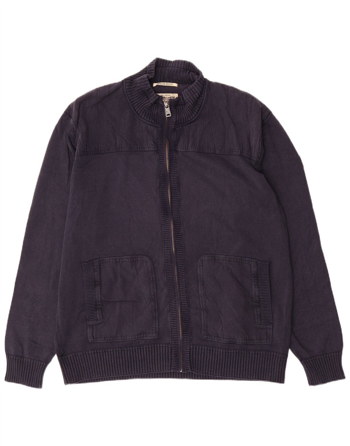 Marlboro Classics Herren-Cardigan mit durchgehendem Reißverschluss, 2XL, Marineblau