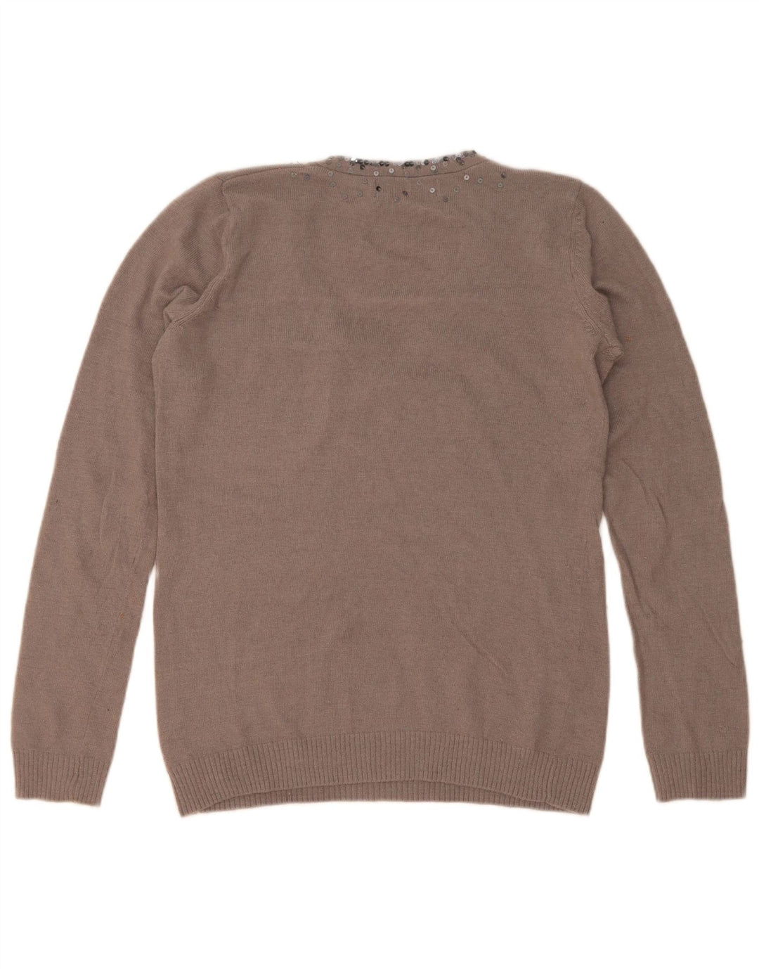 Zara Damen Pullover mit V-Ausschnitt, UK 14, Mittelbraun