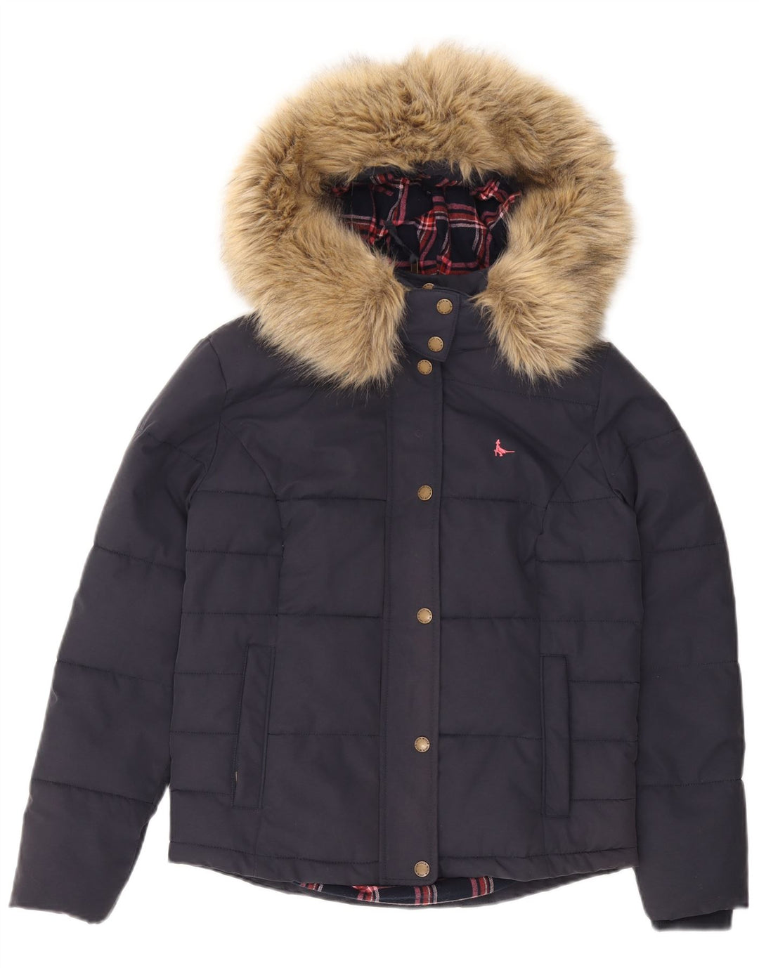 Jack Wills Wattierte Damenjacke mit Kapuze, Gr. 8, Marineblau