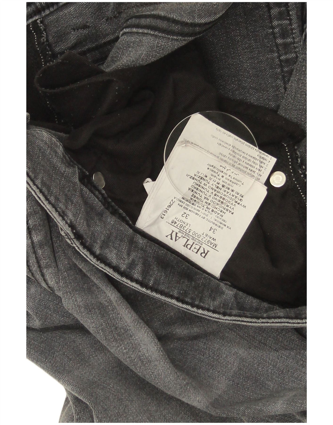 Replay Herren Grover Straight Jeans W34 L27 Graue Baumwolle