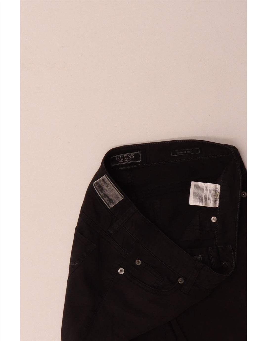 GUESS Damen Starlet Bootcut Jeans W28 L30 Schwarze Baumwolle