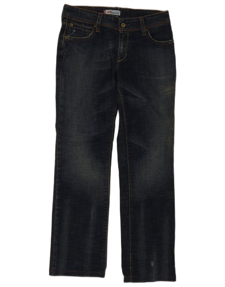 Levi's Damen 570 Straight Jeans W32 L29 Marineblau Baumwolle