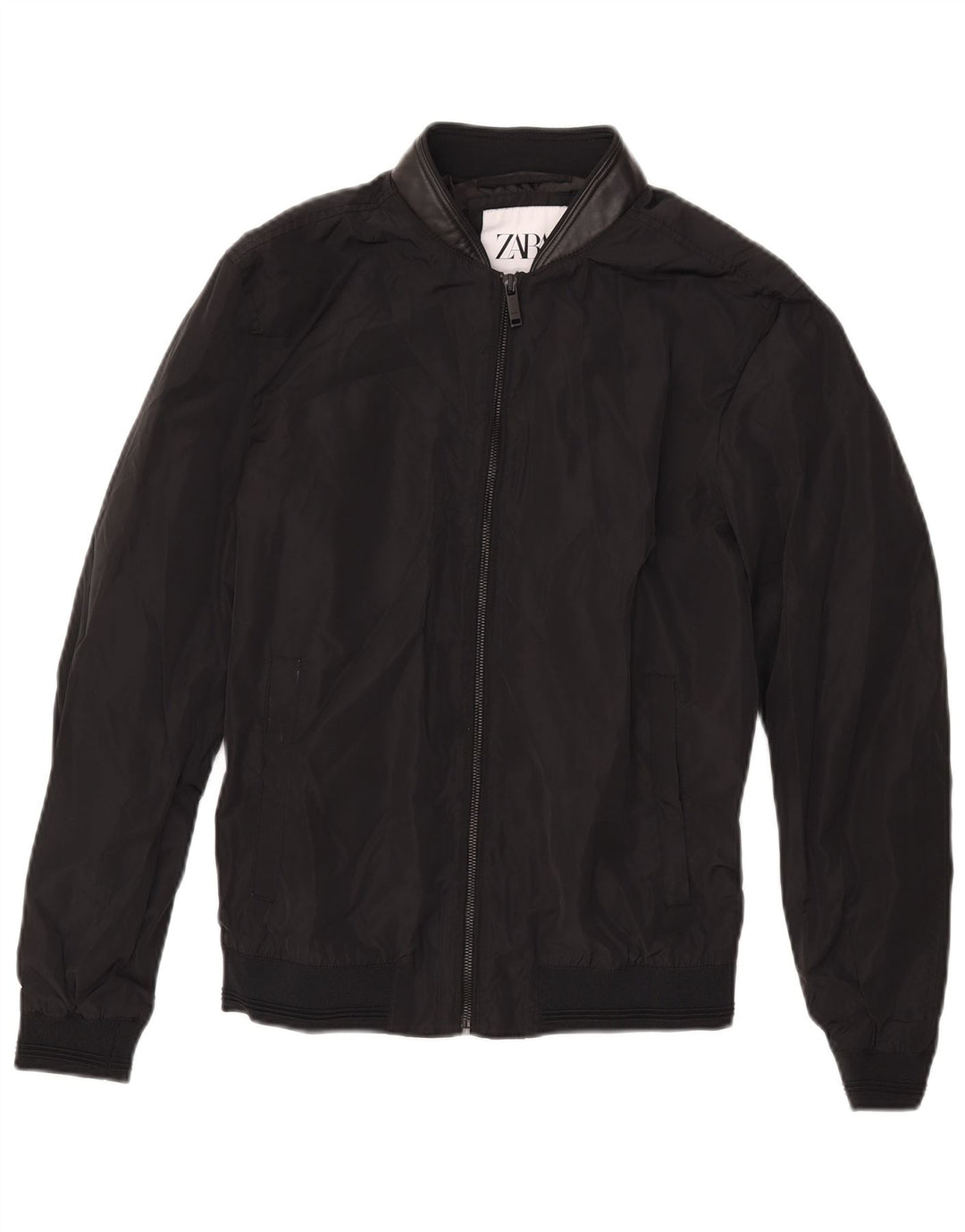 ZARA Herren Bomberjacke UK 36 Small Schwarz Polyester