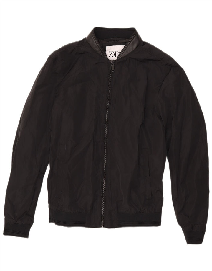 ZARA Herren Bomberjacke UK 36 Small Schwarz Polyester