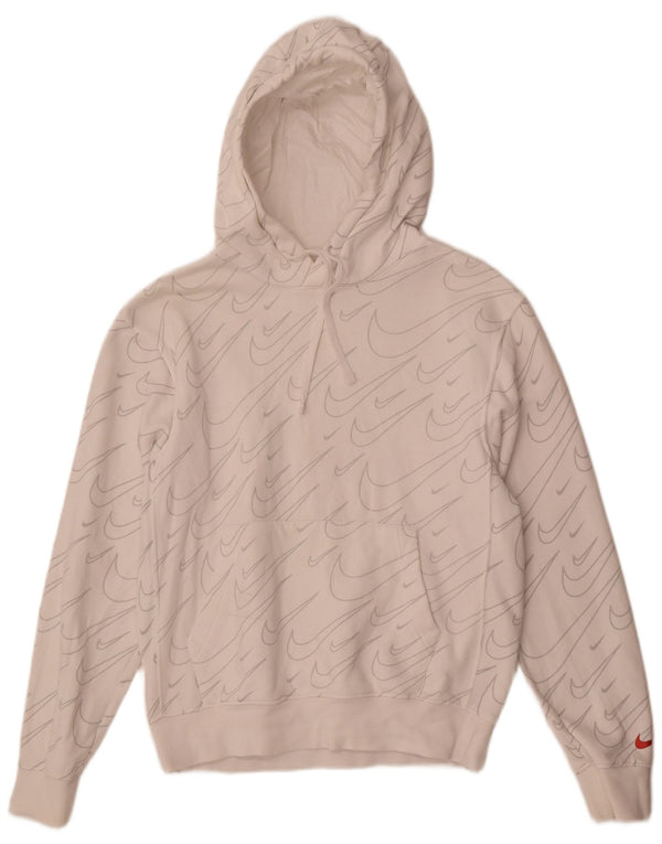 Nike Womens Graphic Oversized Hoodie Pullover UK 6 XS Weiße Baumwolle