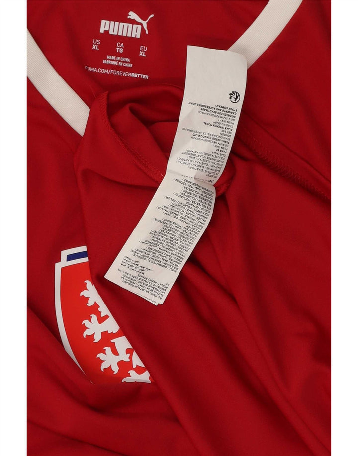 Puma Herren Tschechien Grafik T-Shirt Top XL Rot Polyester