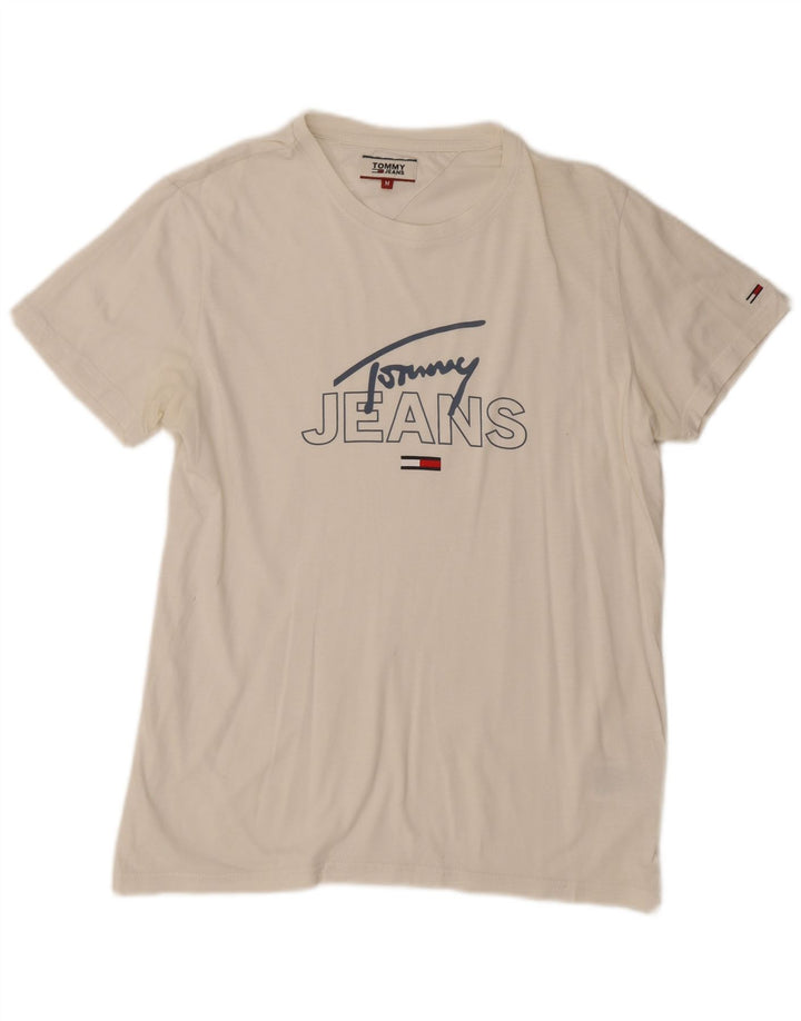 Tommy Hilfiger Herren-T-Shirt mit Grafik, mittelweiße Baumwolle