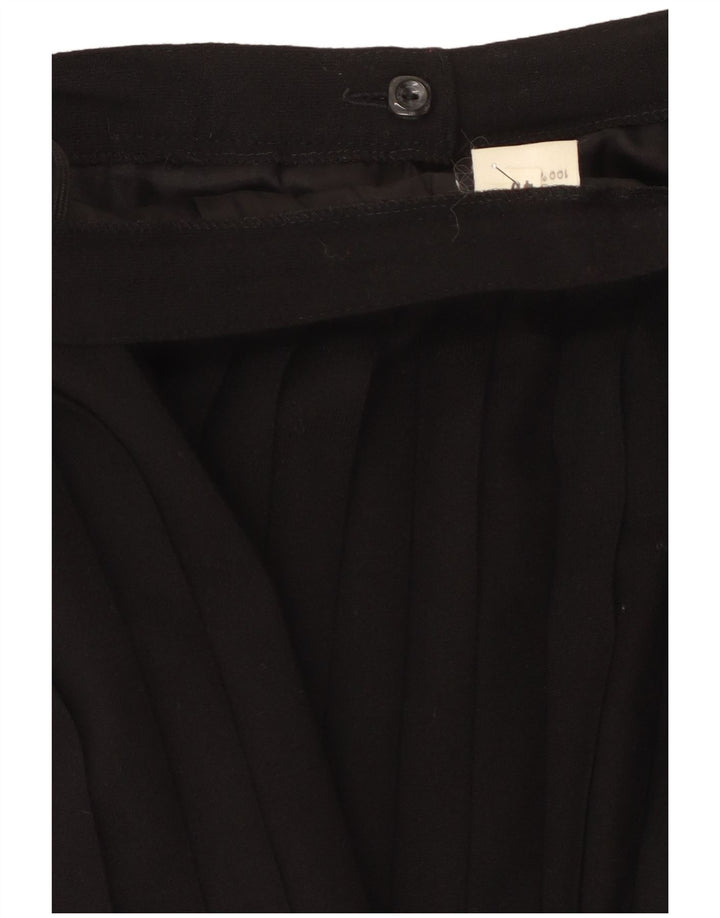 Vintage Damen Messerfaltenrock EU 40 Medium W32 Schwarze Wolle