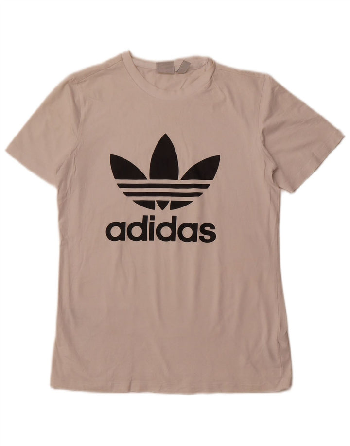 ADIDAS Damen Grafik T-Shirt Top UK 10 Small Weiße Baumwolle