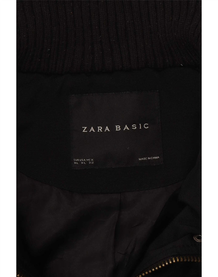Zara Damen Wattierte Jacke UK 18 XL Schwarz