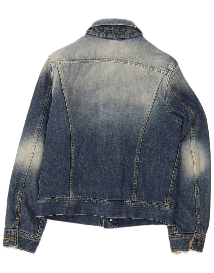 LEE Womens Sherpa Denim Jacket UK 14 Medium Blue Cotton