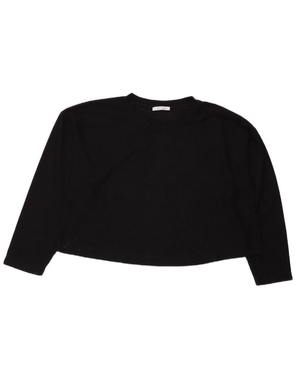 Zara Damen Trafaluc Crop Oversized Top Langarm UK 10 Small Schwarz