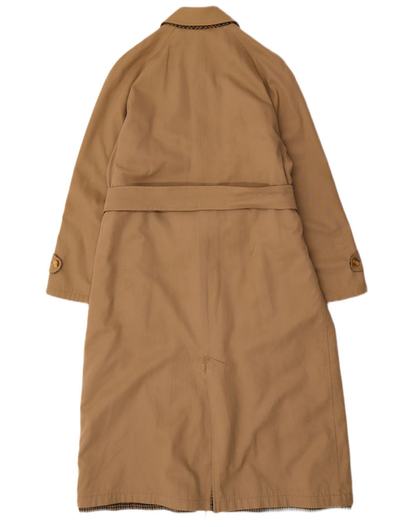 Vintage Damen Wendemantel UK 14 Mittelbeige karierte Baumwolle