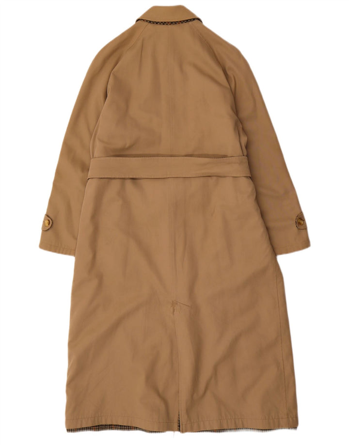 Vintage Damen Wendemantel UK 14 Mittelbeige karierte Baumwolle